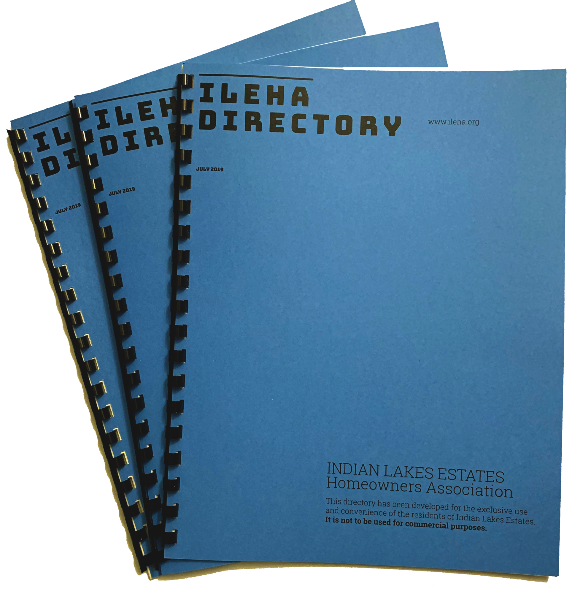 Display of some printed directories with blue cover